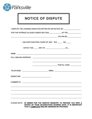 Notice of Dispute