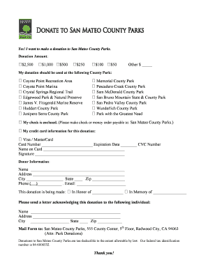 San Mateo County Parks Donation Form