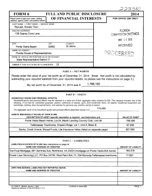 Florida Full and Public Disclosure Form 6