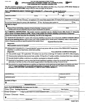 New York Disability Parking Permit Application