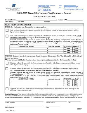 2016-2017 Non-Filer Income Verification – Parent