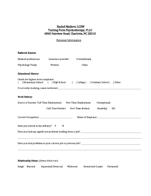 Psychotherapy Intake Form