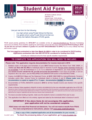 Private School Aid Service Application Form