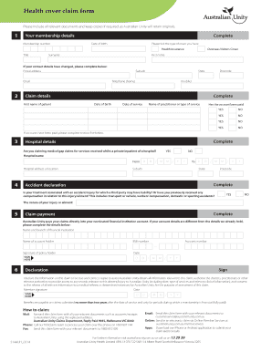 Australian Unity Health Cover Claim Form