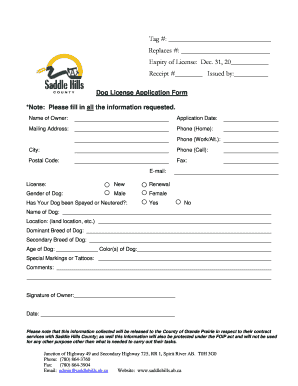 Dog License Application Form