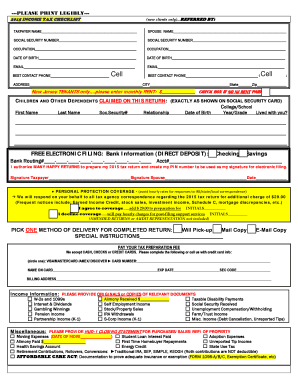2015 Income Tax Checklist