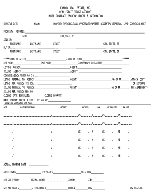 Real Estate Trust Account Escrow Ledger