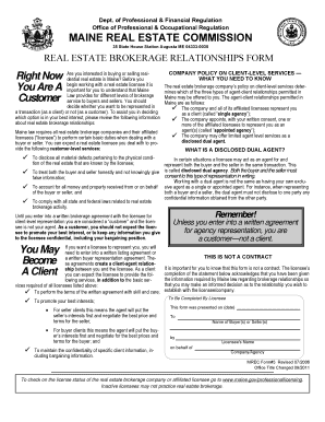 Maine Real Estate Brokerage Relationships Form