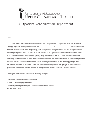 Outpatient Rehabilitation Evaluation Form