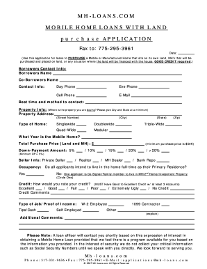 Mobile Home Purchase Application