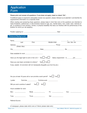 Employment Application Form