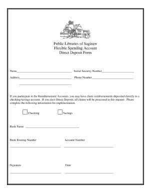 Flexible Spending Account Direct Deposit Form