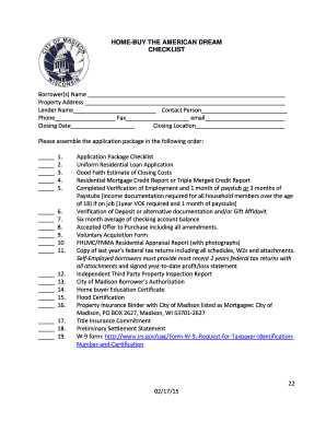 Home Buyer Application Checklist
