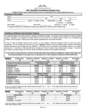 2012 Benefits Enrollment Form