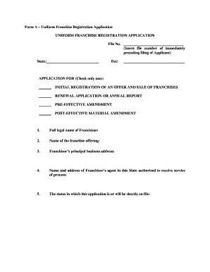 Uniform Franchise Registration Application