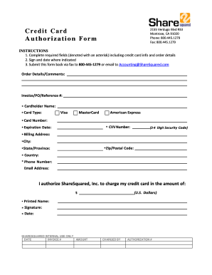 Credit Card Authorization Form