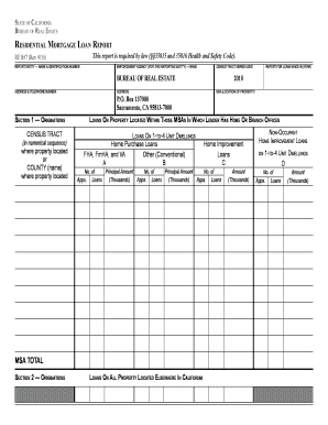 California Residential Mortgage Loan Report