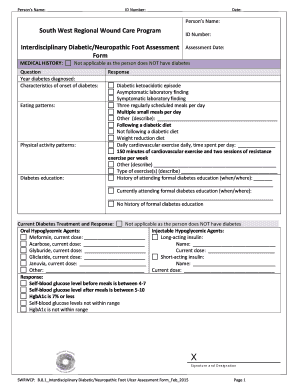 Interdisciplinary Diabetic Foot Assessment Form