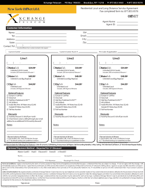 New York OffNet LOA Residential Local and Long Distance Service Agreement