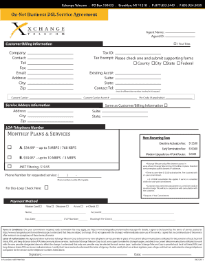 Xchange Telecom DSL Service Agreement