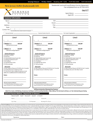 New Jersey OnNet Residential Service Agreement