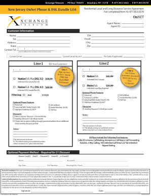 New Jersey OnNet Phone & DSL Bundle LOA