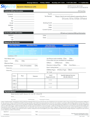 Skywire Business LOA Service Agreement