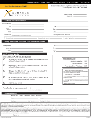 Xchange Telecom DSL Service Agreement