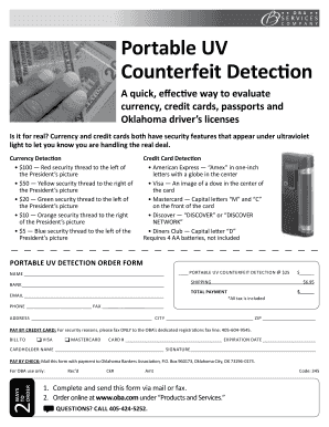 Portable UV Counterfeit Detection Order Form