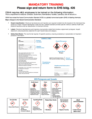 OSHA GHS Training Form