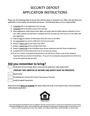 Security Deposit Application