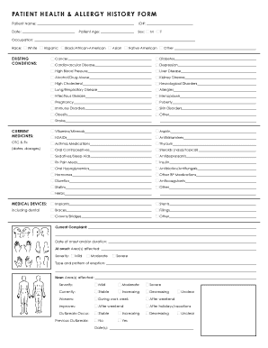 Patient Health and Allergy History Form