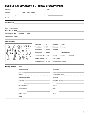 Patient Dermatology and Allergy History Form