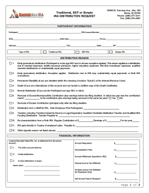 IRA Distribution Request Form