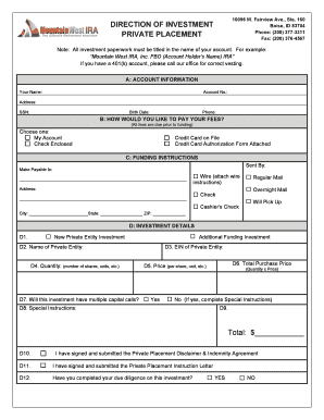 Private Placement Investment Direction Form