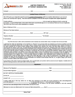 Limited Power of Attorney Designation