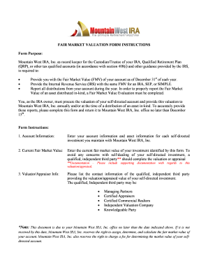 Fair Market Valuation Form
