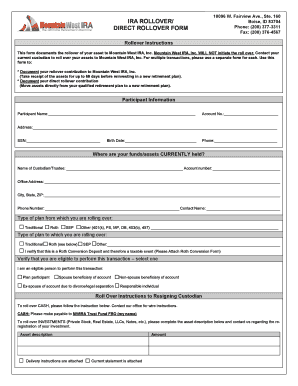IRA Rollover Form