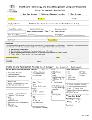 Eastern Health Computer Access Form