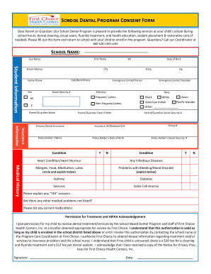 School Dental Program Consent Form