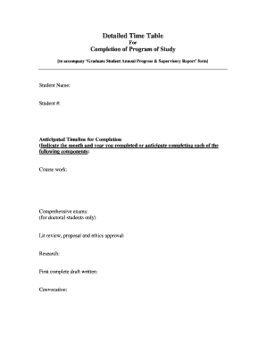 Graduate Student Program Completion Timeline