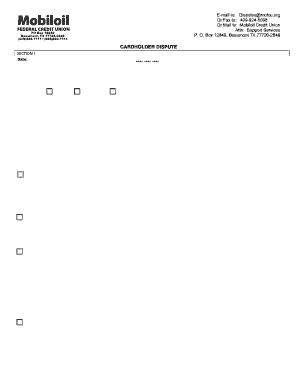 Cardholder Dispute Form
