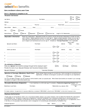 Employee Benefits Enrollment Form