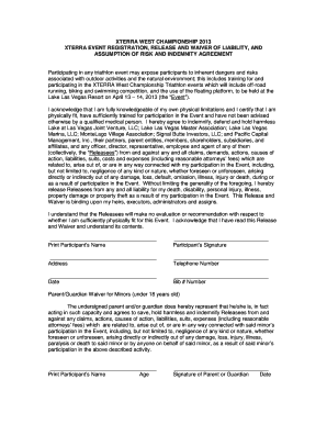 XTERRA West Championship 2013 Waiver