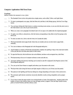 Computer Applications Mid-Term Exam