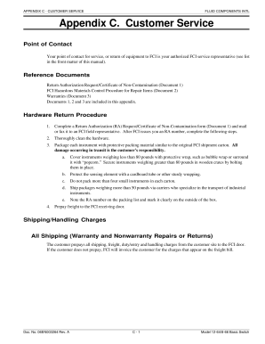 Return Authorization Request/Certificate of Non-Contamination
