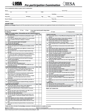 Preparticipation Physical Examination Form