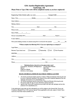 GSA Auction Registration Agreement