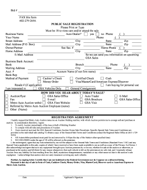 Metro Auto Auction Registration Form