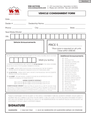 Vehicle Consignment Form